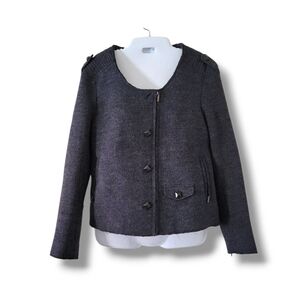 See U Soon | Gorgeous Blue/Black Wool Blend Moto-Style Jacket (SIZE L)